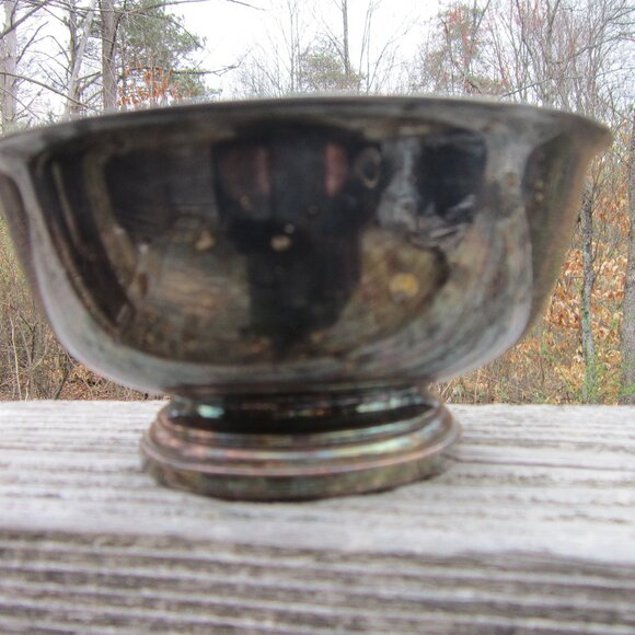 Gorham Vintage Silver-Plated Revere Style 6.5" Bowl Tarnished Pedestal 1960s - Picture 4 of 9